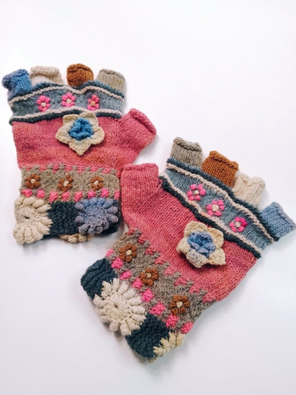 Andean Wool Mittens Gloves Cusco Floral Winter Warm